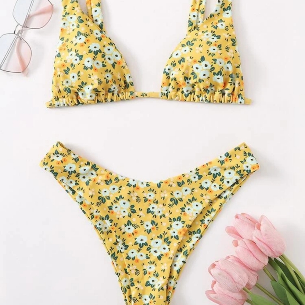 Sunny Yellow💦 HOT Ditsy Floral Bikini Set swim wear 💦